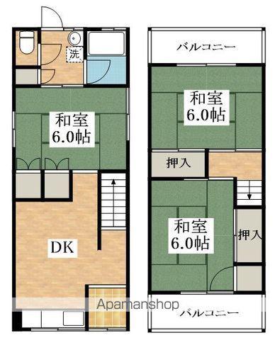 近鉄南大阪線 河内天美駅 徒歩14分 2階建 築59年(3DK)の間取り写真