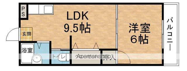 ロイヤルマンション九里巾(1LDK/3階)の間取り写真