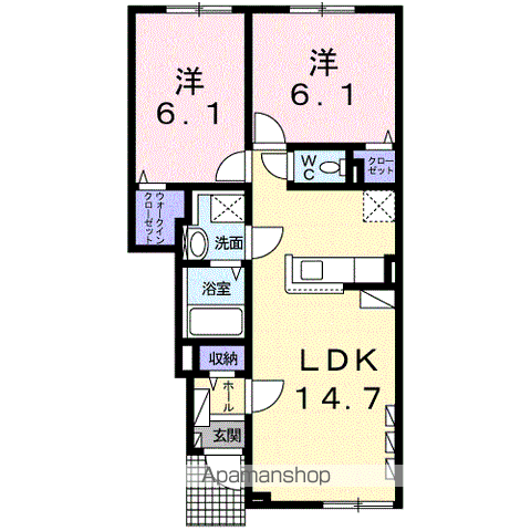 アンナプルナ(2LDK/1階)の間取り写真