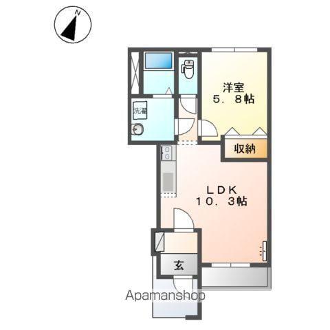 ルミナス莇生野(1LDK/1階)の間取り写真