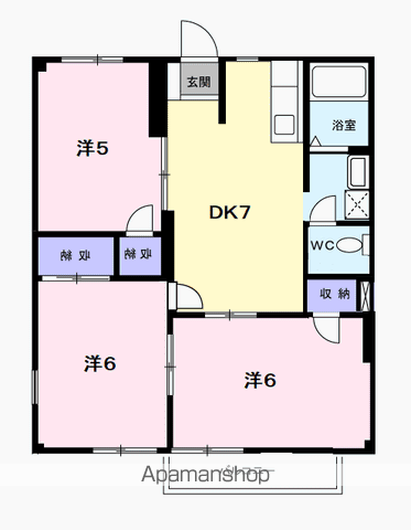 フォレストグリーン(3DK/2階)の間取り写真