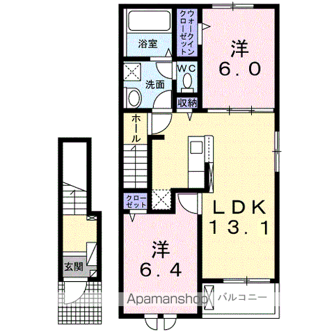 K&K Ⅱ(2LDK/2階)の間取り写真