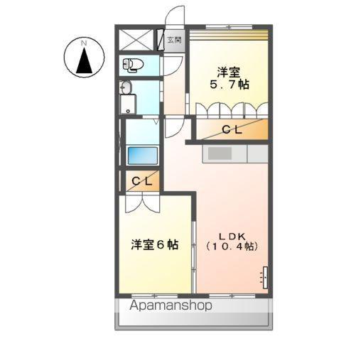 高塚ヒルズ(2LDK/2階)の間取り写真