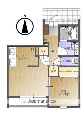 リムルダール下河原(1LDK/1階)の間取り写真