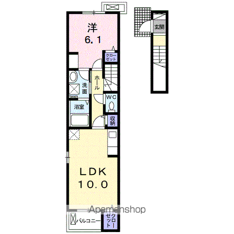 リバーサイド 水明南(1LDK/2階)の間取り写真