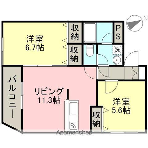 シュティル(2LDK/2階)の間取り写真