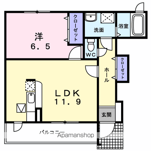 コンフォルトA(1LDK/1階)の間取り写真