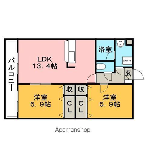 ヴィラージュⅢ(2LDK/2階)の間取り写真