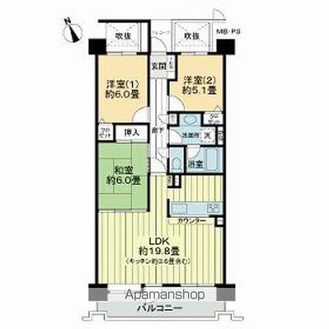 ライオンズガーデン泉中央(3LDK/8階)の間取り写真