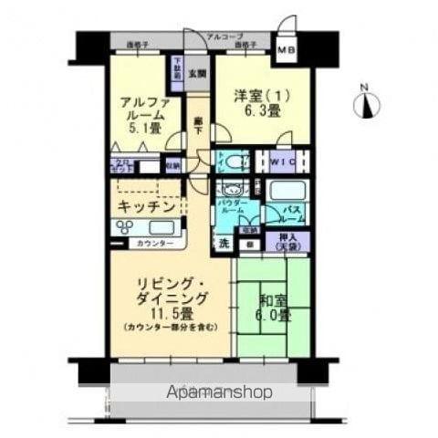 アルファステイツ高松駅前(2SLDK/14階)の間取り写真