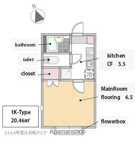 クレセールメゾン(1K/2階)の間取り写真