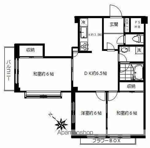 丸嶋キョウエイハイツ(3LDK/2階)の間取り写真