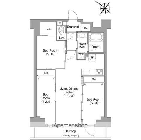 コンフォリア・リヴ豊洲キャナル(3LDK/4階)の間取り写真