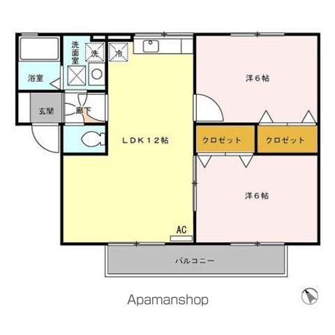 ウィルモア美野里(2LDK/2階)の間取り写真