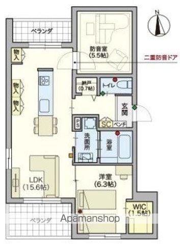 ヘーベルVILLAGE 砧3丁目(2LDK/3階)の間取り写真