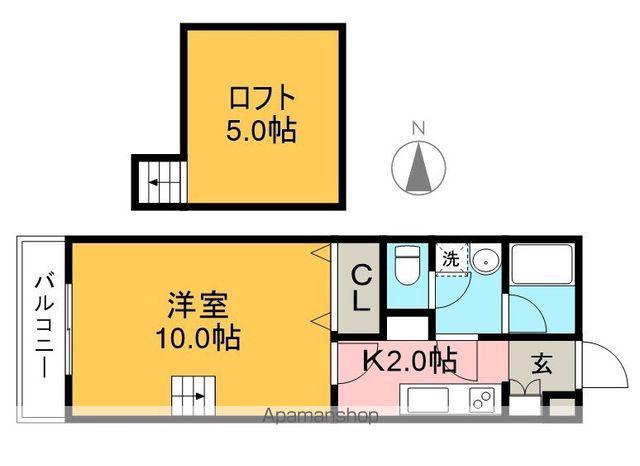 カーサ南万々(1K/2階)の間取り写真