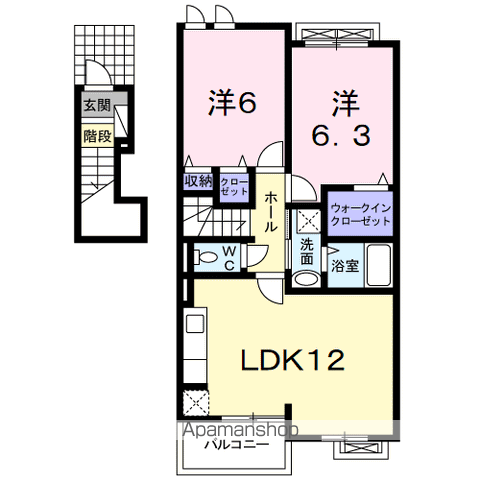 プルメリアY棟(2LDK/2階)の間取り写真
