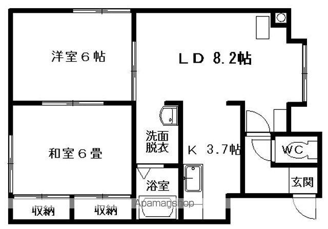 コーポツネマル(2LDK/2階)の間取り写真
