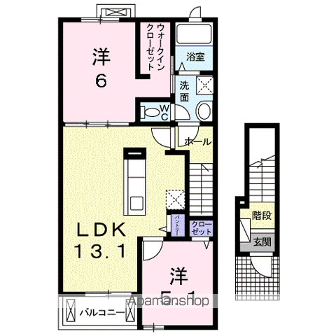 プロムナード2A(2LDK/2階)の間取り写真