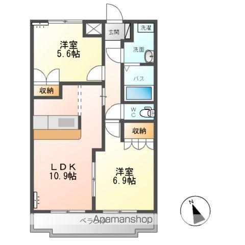 KASUMIヒルズ(2LDK/1階)の間取り写真