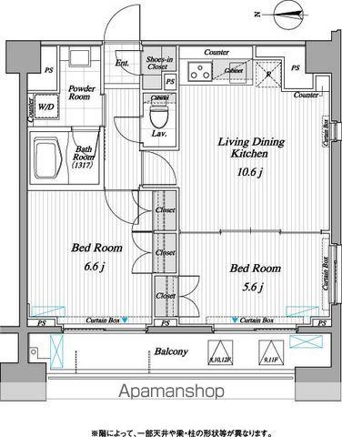 レジディア錦糸町Ⅱ(2LDK/10階)の間取り写真
