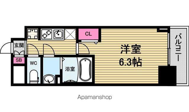 プレサンス堺筋本町ディスティニー(1K/3階)の間取り写真