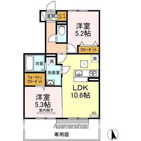 ルミエール(2LDK/1階)の間取り写真