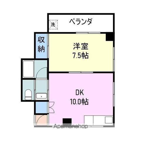 山陽本線 由宇駅 徒歩6分 2階建 築34年(1DK)の間取り写真
