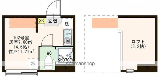 ワイズときわ台(ワンルーム/1階)の間取り写真