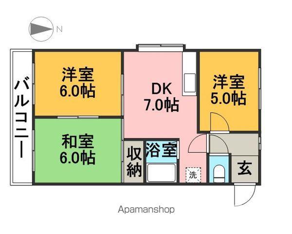 パークハイツ(3DK/1階)の間取り写真