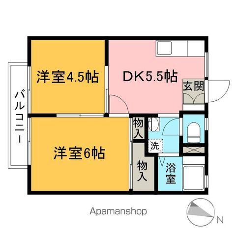 パナハイツハーモニー(2DK/2階)の間取り写真