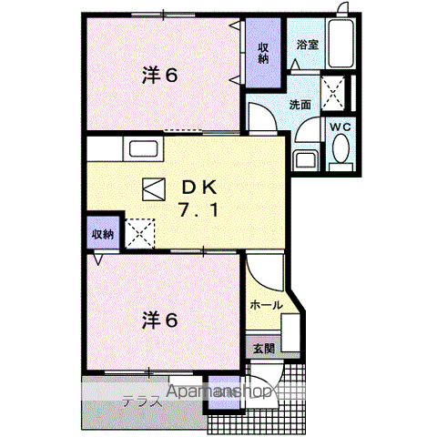 セントラル・ケイC棟(2DK/1階)の間取り写真