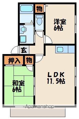 グレイスパル(2LDK/2階)の間取り写真