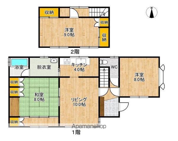 北海道河東郡士幌町 2階建 築57年(3LDK)の間取り写真
