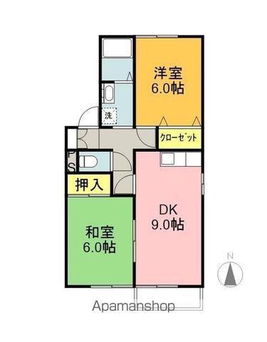 コゥジィーコートB(2DK/2階)の間取り写真