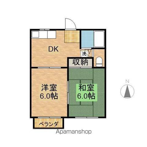 加利里サンハイツ(2DK/1階)の間取り写真