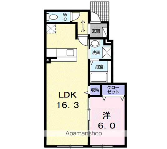 ヴァーミィ ウィン B(1LDK/1階)の間取り写真