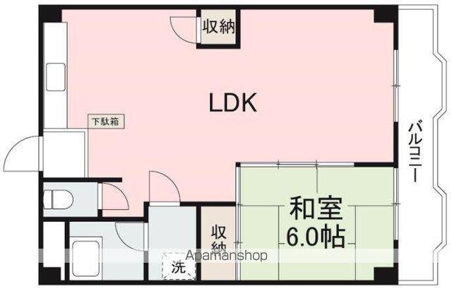 横山ビル(1LDK/4階)の間取り写真