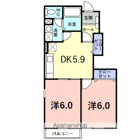 LOGEMENTSⅠ(2DK/1階)の間取り写真