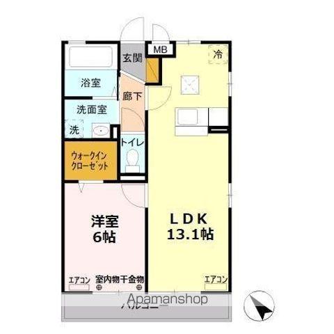 スカイコート(1LDK/1階)の間取り写真