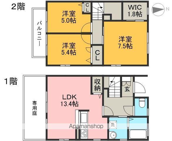 ファルカスⅡ A棟(3LDK/1階)の間取り写真