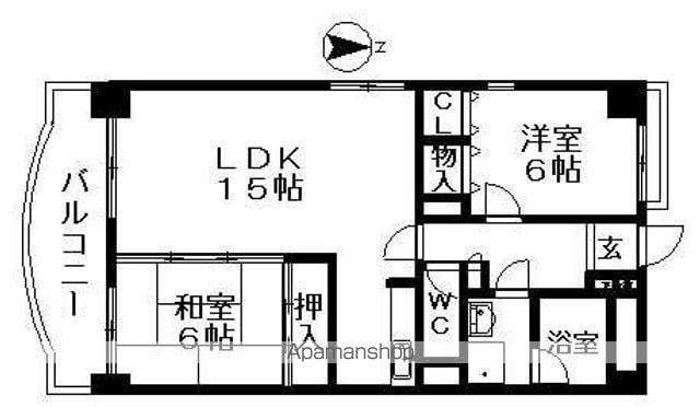 グランシャリオ名駅南(2LDK/2階)の間取り写真