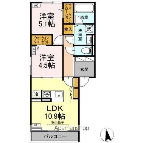カーサ III(2LDK/3階)の間取り写真