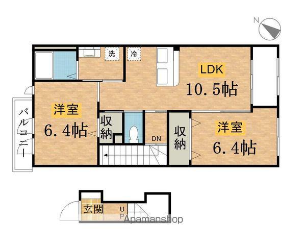 ハーモニーヒルズ(2LDK/2階)の間取り写真