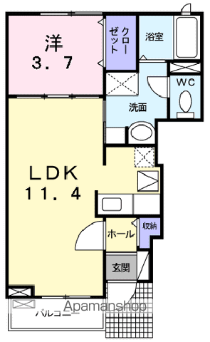 シュヴェスターⅡ(1LDK/1階)の間取り写真