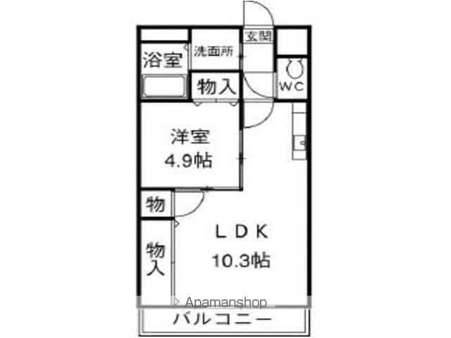 オーブロッサム(1LDK/2階)の間取り写真