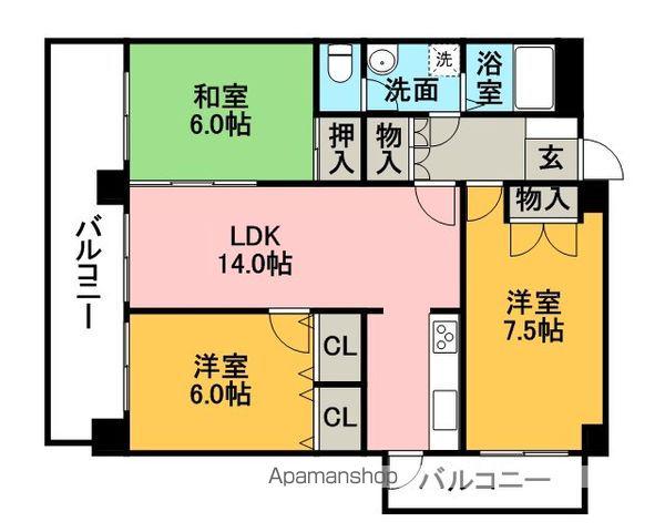 スカイマンション大濠(3LDK/3階)の間取り写真