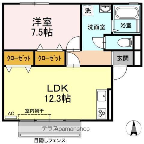 カーサ・フロンティアA(1LDK/1階)の間取り写真