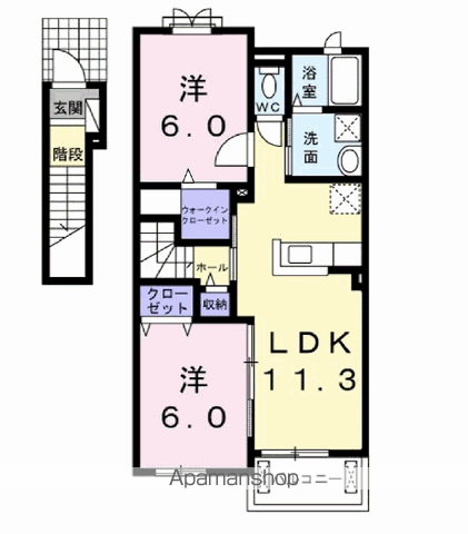 ラフォート13(2LDK/2階)の間取り写真