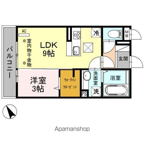 エヴァーラスティング熊谷(1LDK/1階)の間取り写真
